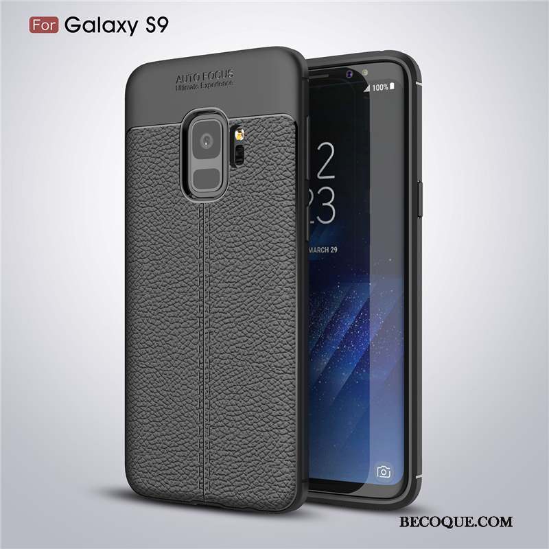 Samsung Galaxy S9 Modèle Fleurie Noir Cuir Coque De Téléphone Fluide Doux Tout Compris