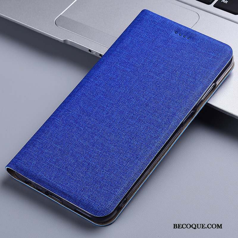 Sony Xperia L3 Étui En Cuir Téléphone Portable Incassable Bleu Coque De Téléphone Lin