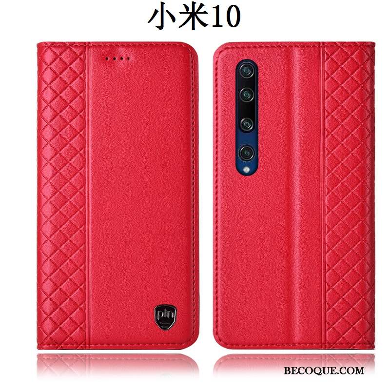 Xiaomi Mi 10 Coque Incassable Étui En Cuir Rouge Housse Protection Tout Compris