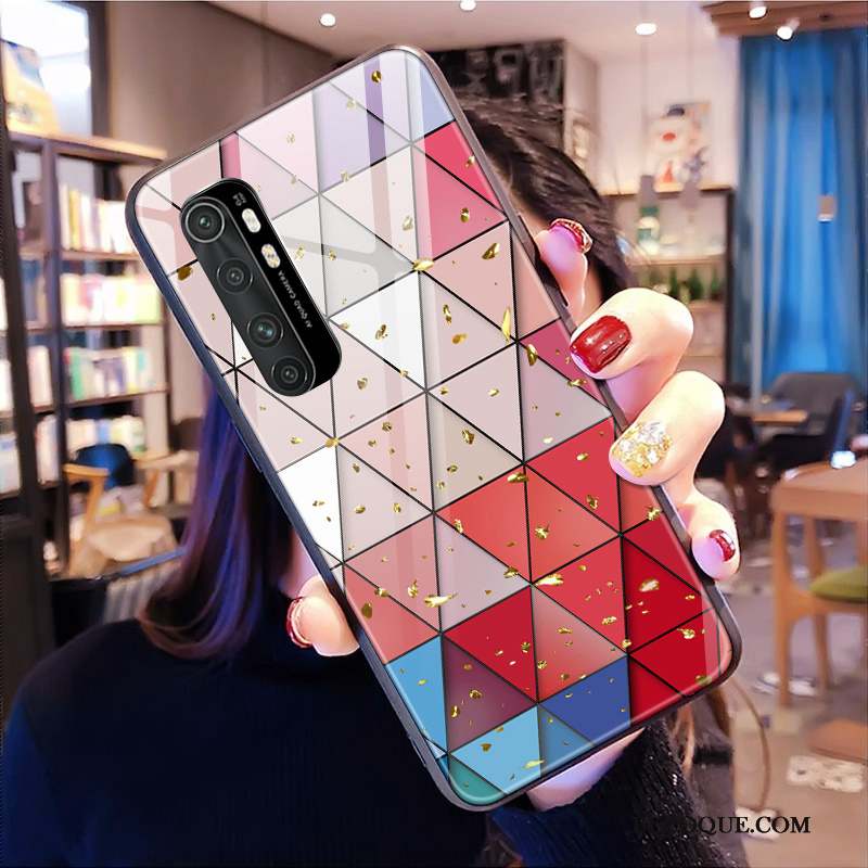 Xiaomi Mi Note 10 Lite Coque De Téléphone Net Rouge Jeunesse Verre Personnalisé Petit