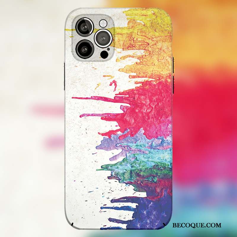 iPhone 12 Pro Max Coque De Téléphone Difficile Étui Protection Peinture À L'huile Multicolore