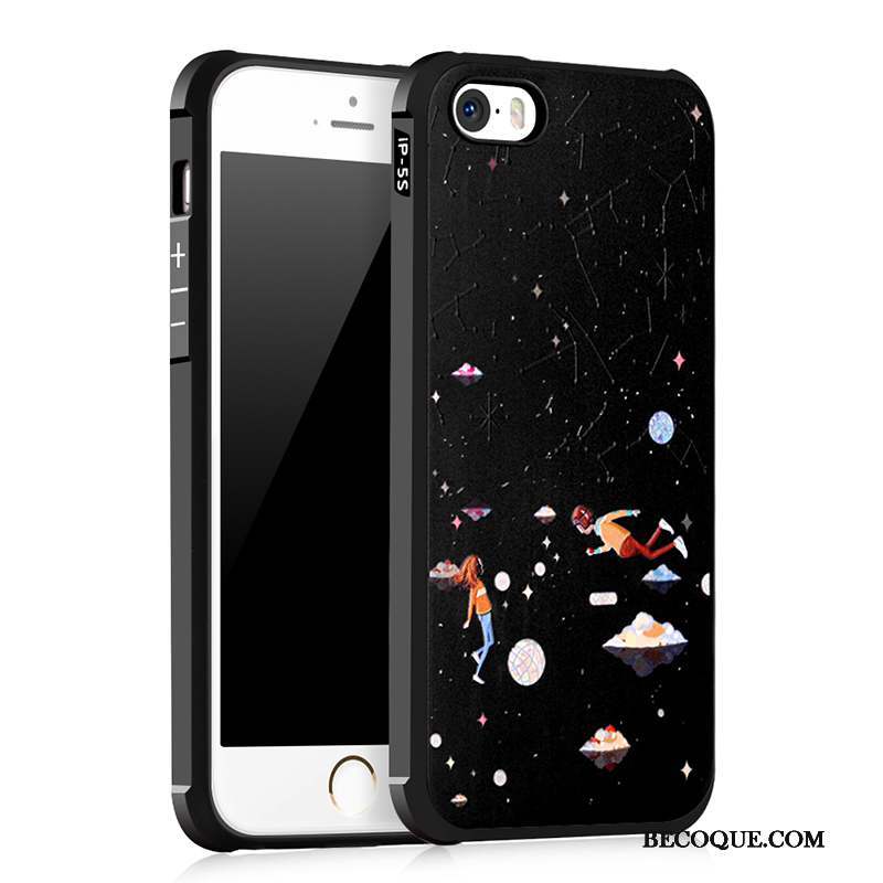 iPhone 5/5s Coque Incassable Silicone Étui Noir Protection Fluide Doux