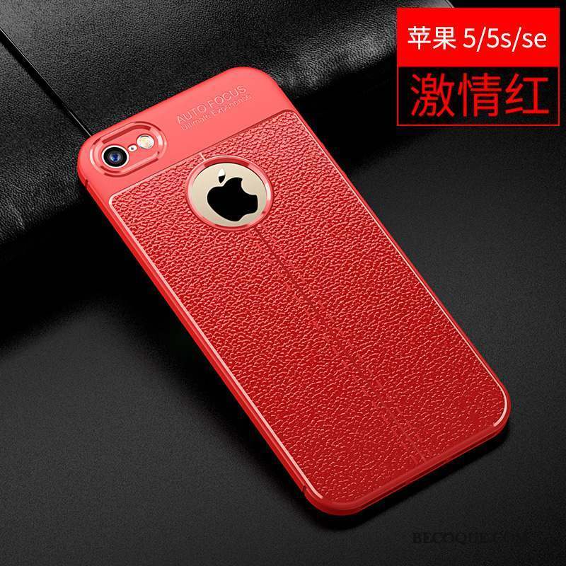 iPhone 5/5s Cuir Tendance Silicone Protection Coque Rouge