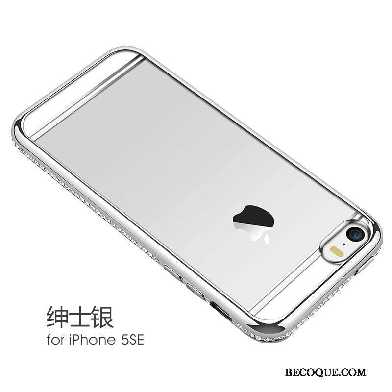 iPhone 5/5s Étui Protection Incruster Strass Luxe Argent Coque De Téléphone