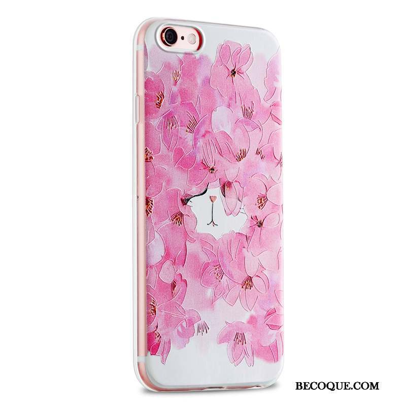 iPhone 6/6s Coque Petit Fluide Doux Silicone Marque De Tendance Rose Frais