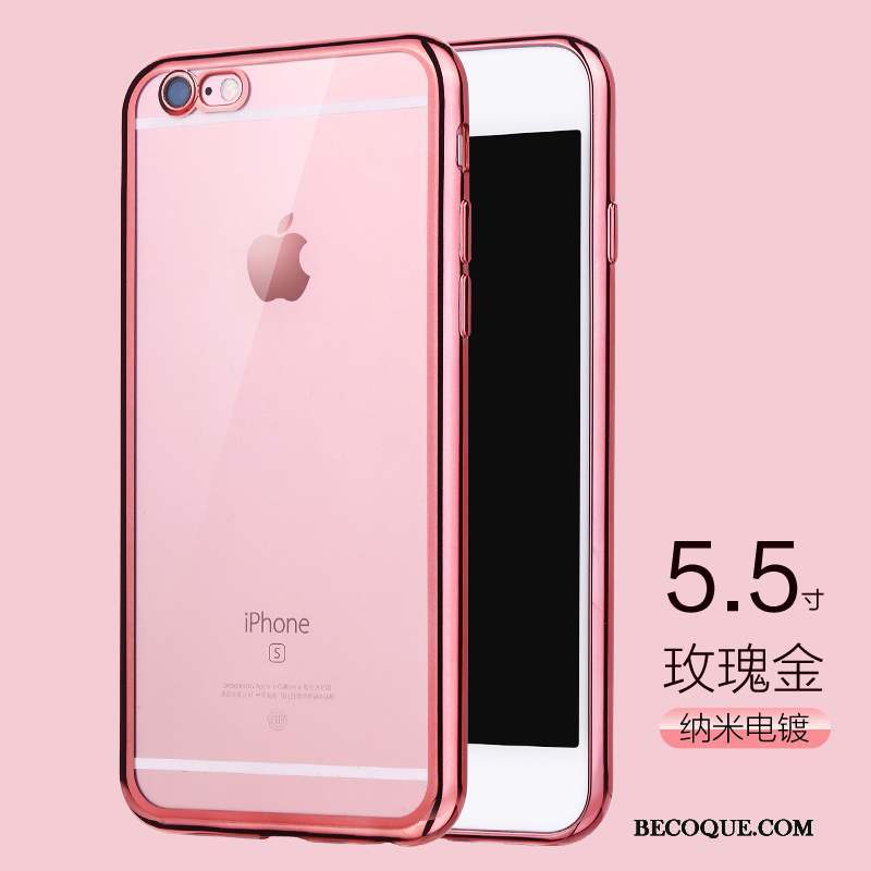 iPhone 6/6s Plus Or Rose Placage Silicone Transparent Coque De Téléphone