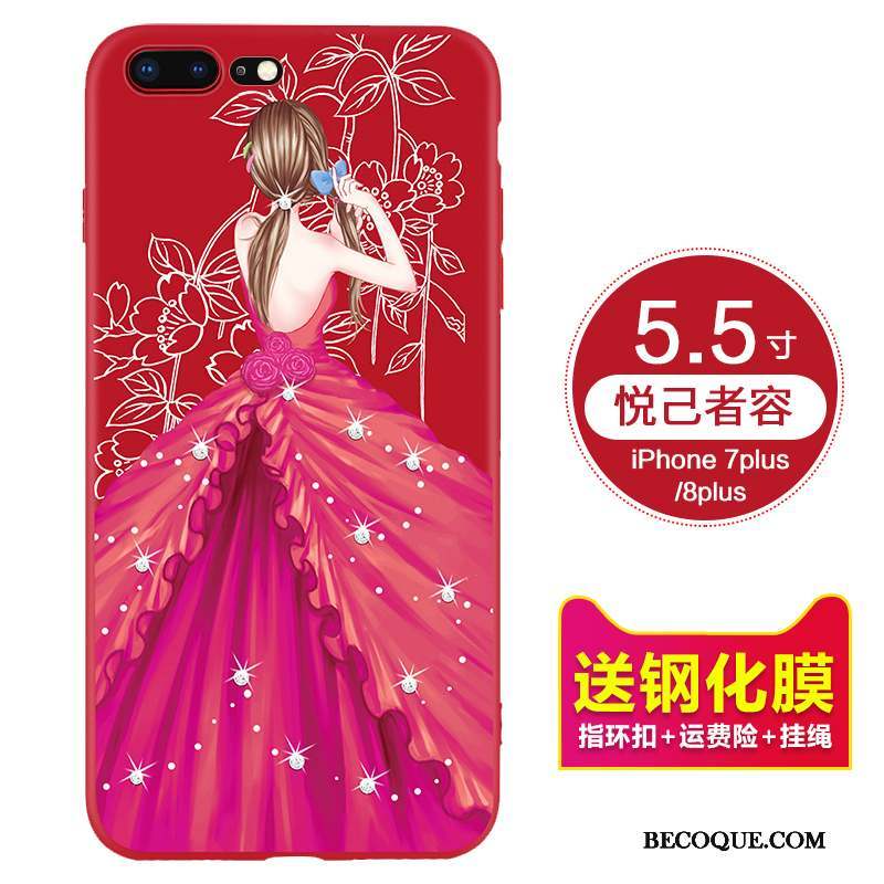 iPhone 7 Plus Coque De Téléphone Silicone Rouge Fluide Doux Tout Compris