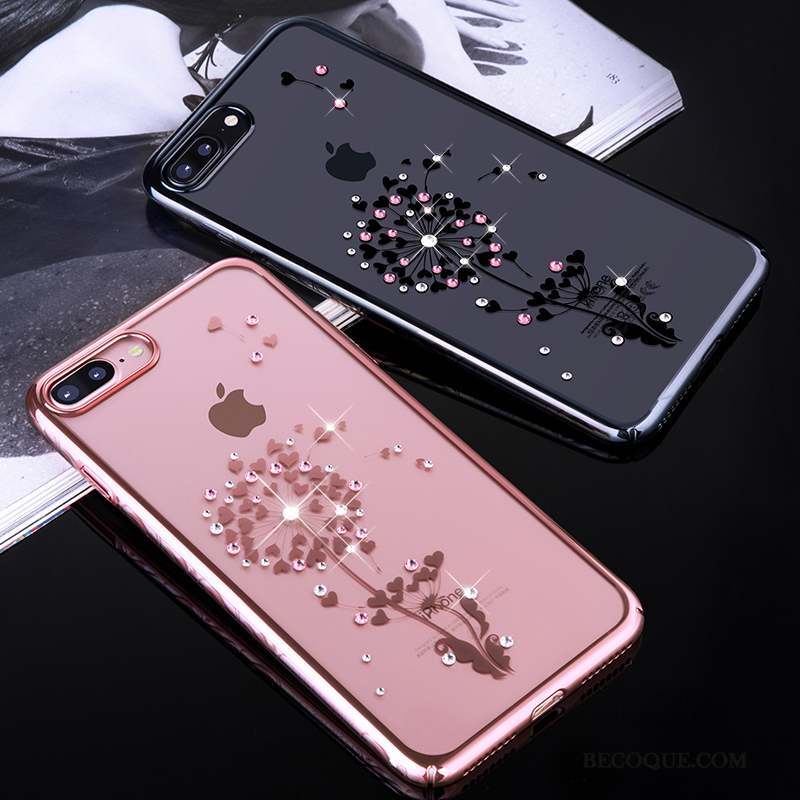 iPhone 7 Plus Coque Or Rose Incassable Tout Compris Difficile Noir Tendance
