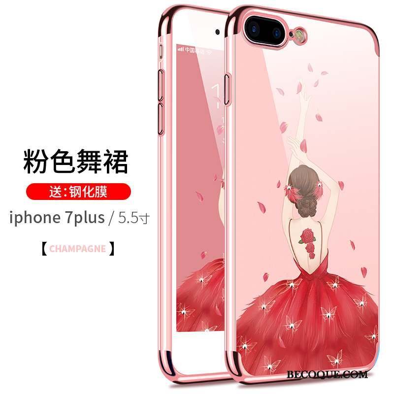 iPhone 7 Plus Silicone Coque De Téléphone Placage Fluide Doux Rose Incassable