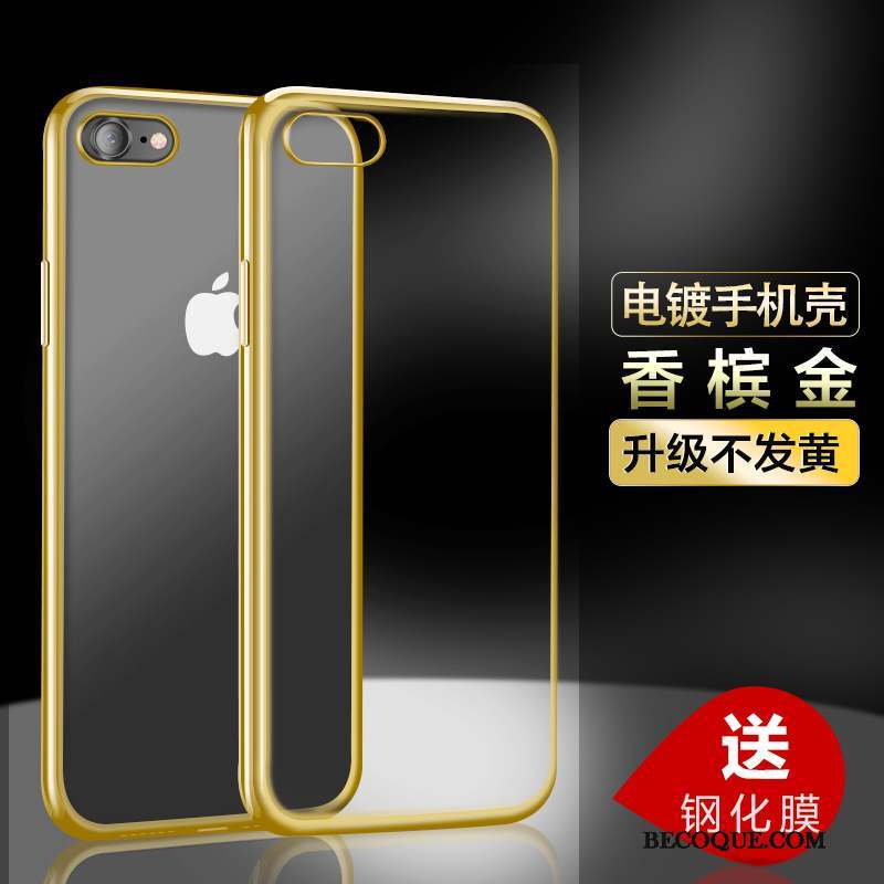 iPhone 7 Étui Coque De Téléphone Silicone Nouveau Transparent Or