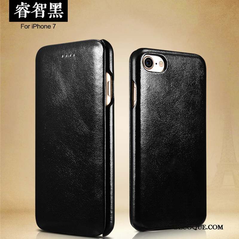 iPhone 7 Étui En Cuir Housse Coque De Téléphone Protection Téléphone Portable Noir