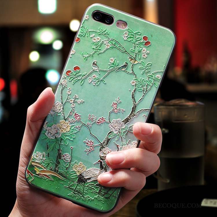 iPhone 8 Coque Étui Ornements Suspendus Fluide Doux Vert Tout Compris Style Chinois