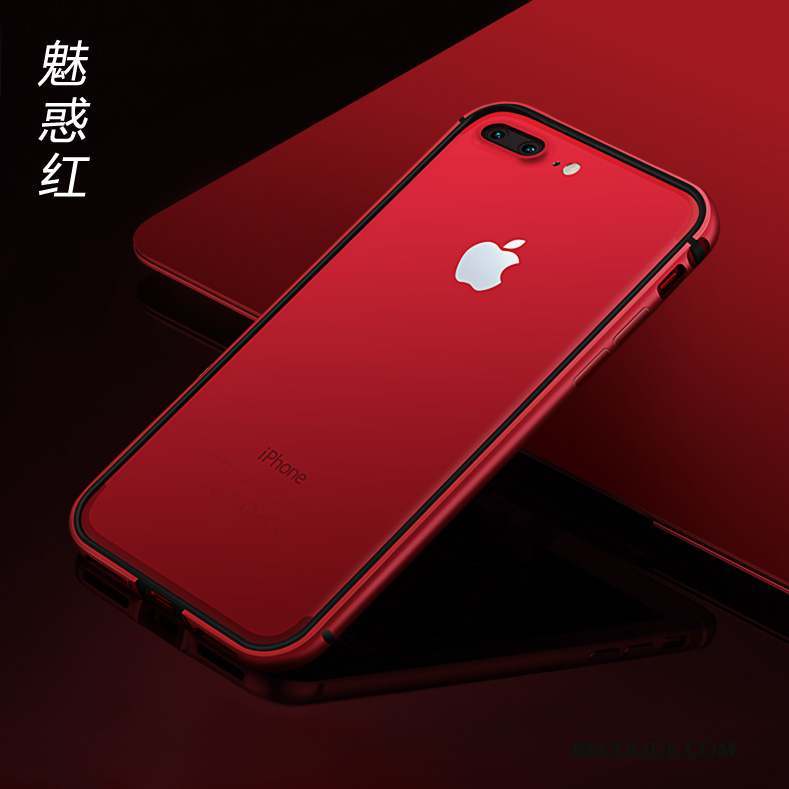 iPhone 8 Plus Coque Mince Métal Ornements Suspendus Rouge Incassable Nouveau