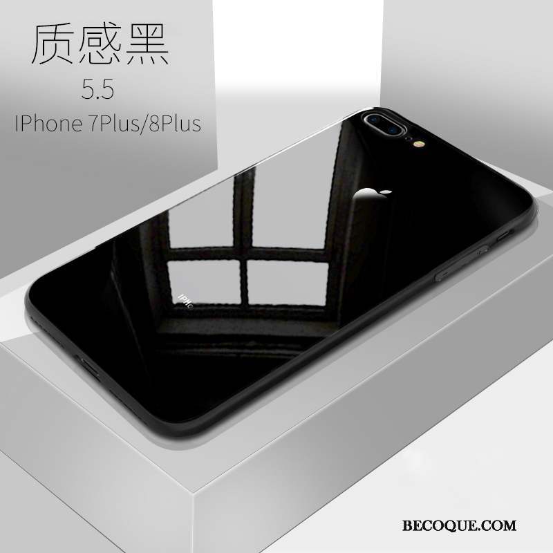 iPhone 8 Plus Rose Étui Marque De Tendance Coque De Téléphone Noir Paillette
