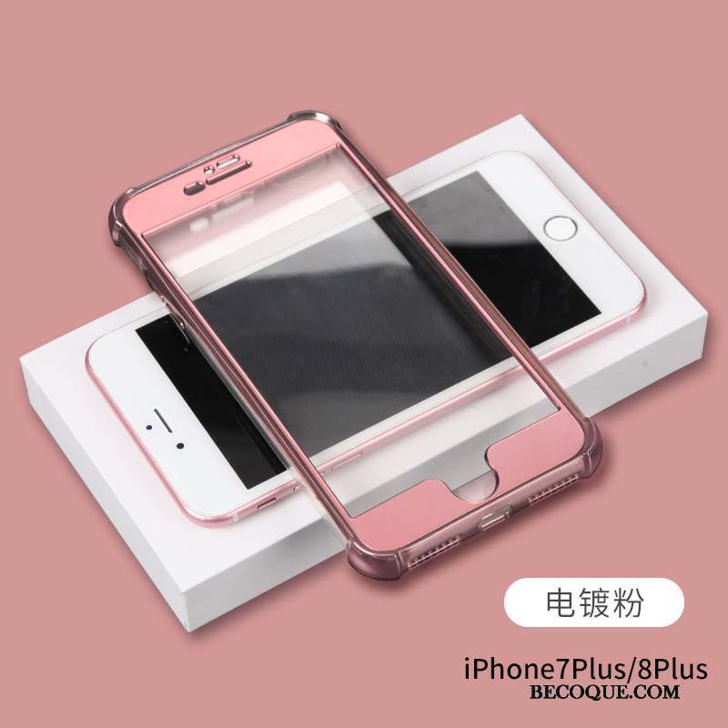 iPhone 8 Plus Tout Compris Incassable Silicone Rose Transparent Coque De Téléphone