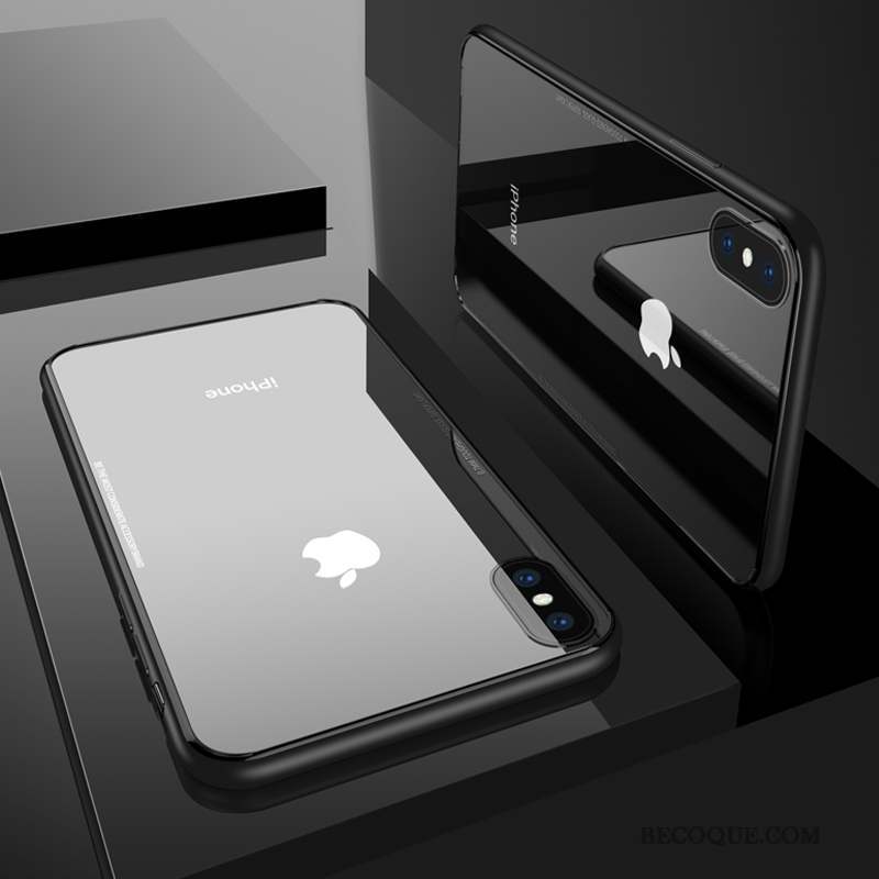iPhone X Coque Silicone Transparent Noir Verre Très Mince Étui