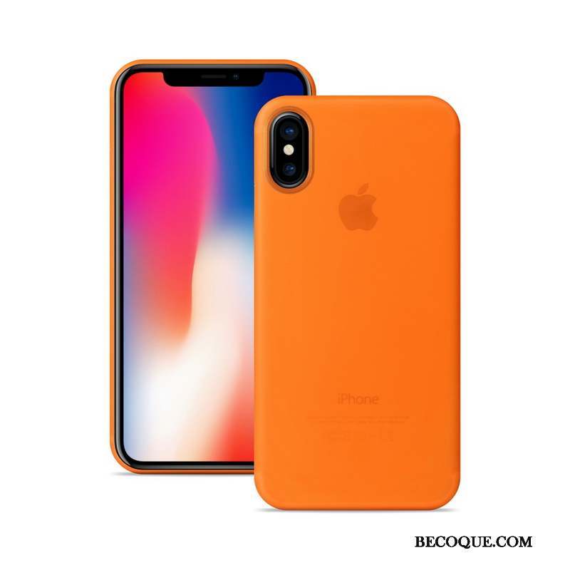 iPhone X Délavé En Daim Coque Orange Très Mince De Téléphone Protection