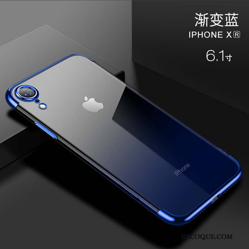 iPhone Xr Bleu Protection Coque Fluide Doux Transparent Silicone