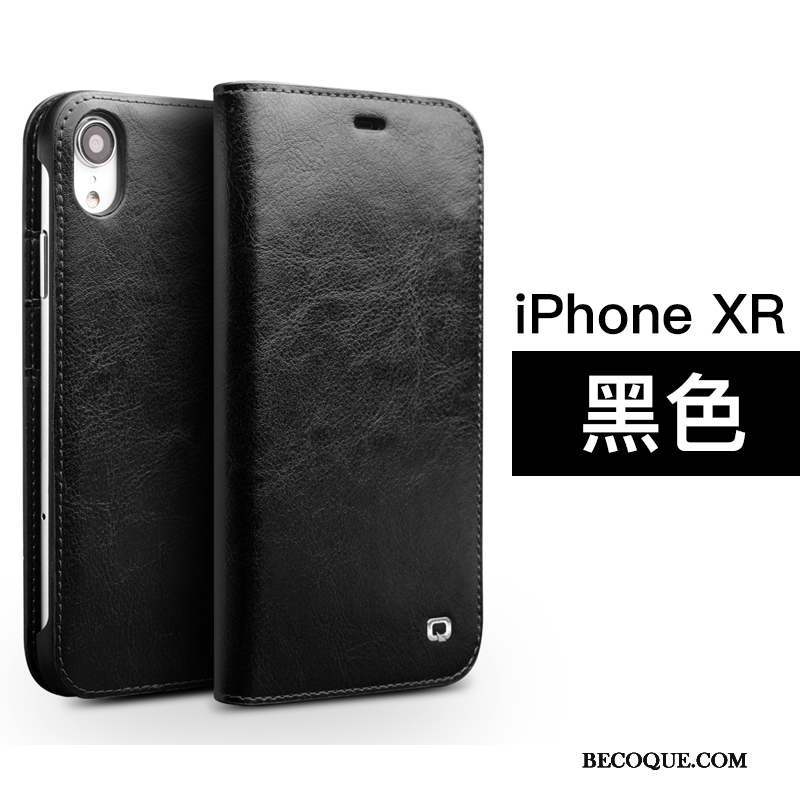 iPhone Xr Coque Carte Étui En Cuir Incassable Téléphone Portable Protection Business