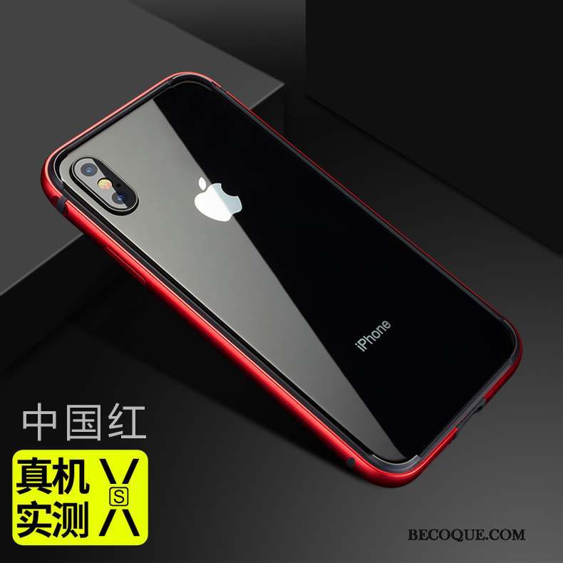 iPhone Xs Coque Incassable Rouge Métal Border Protection Refroidissement