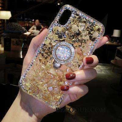 iPhone Xs Coque Luxe Strass Silicone Mode Créatif Or