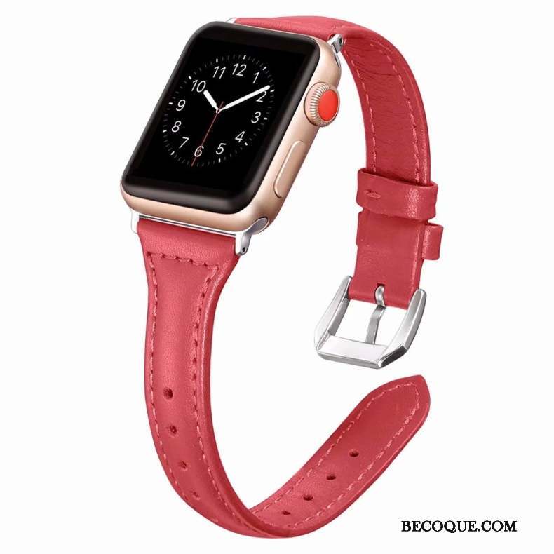 Apple Watch Series 1 Coque Côté Fin Rose Cuir Véritable