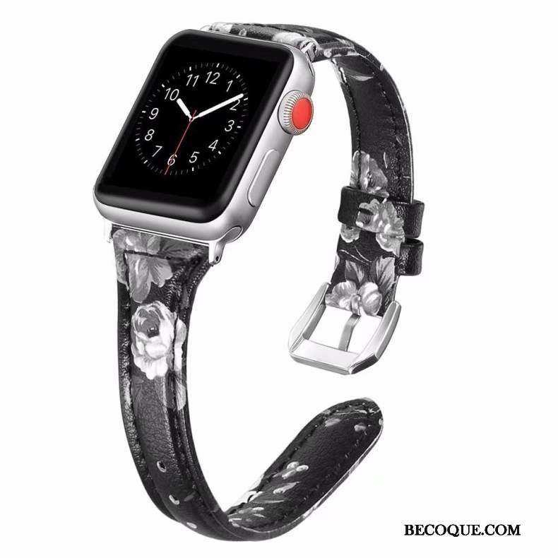 Apple Watch Series 1 Coque Côté Fin Rose Cuir Véritable