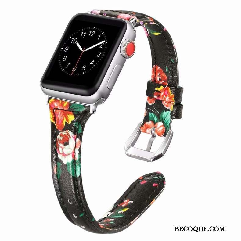 Apple Watch Series 1 Coque Côté Fin Rose Cuir Véritable