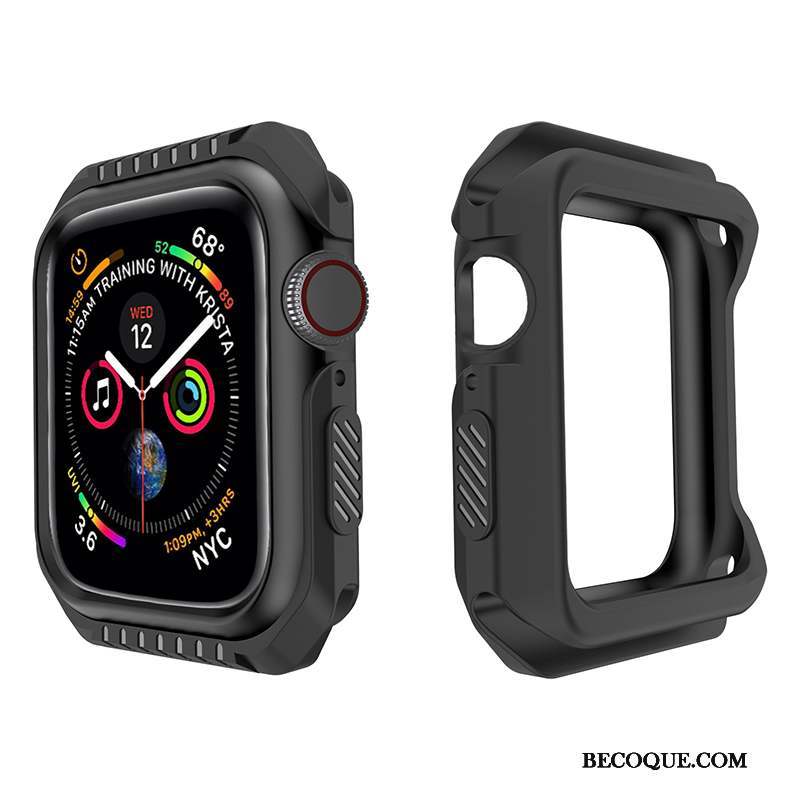 Apple Watch Series 1 Coque Protection Jaune Fluide Doux Étui Noir Silicone