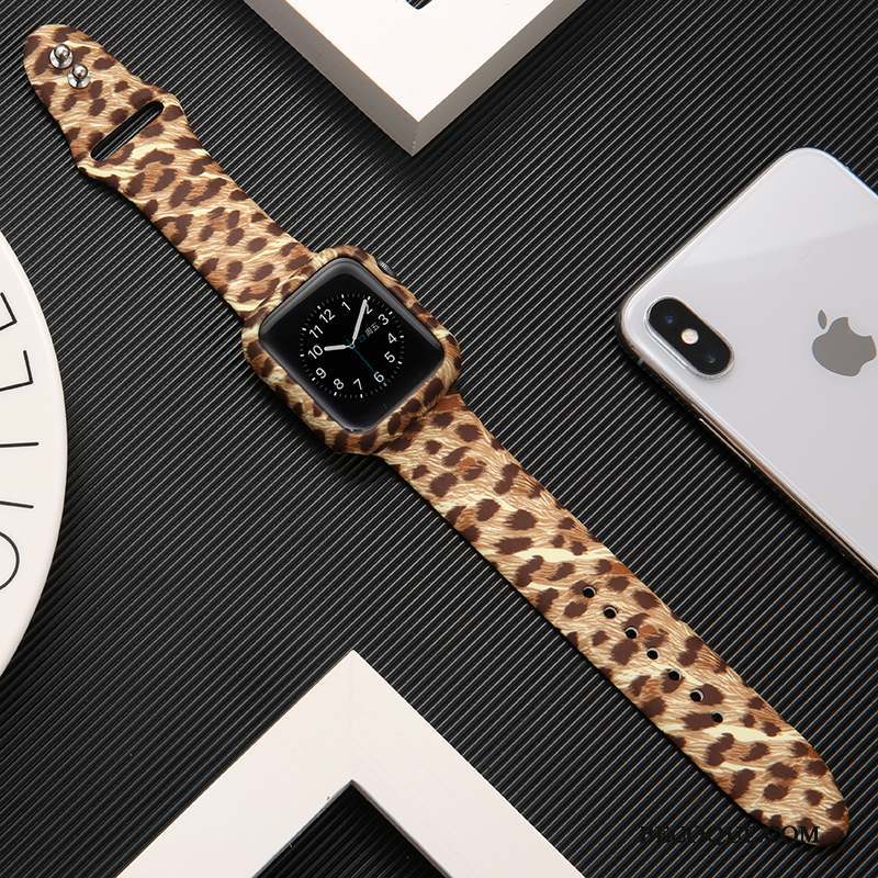 Apple Watch Series 1 Imprimé Silicone Noir Protection Coque Marque De Tendance