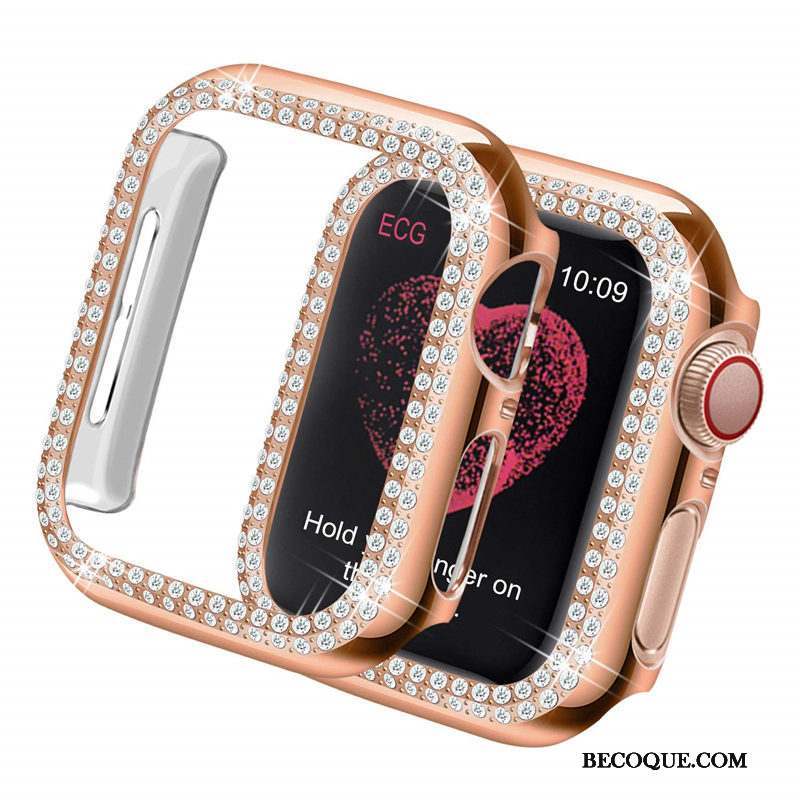 Apple Watch Series 1 Strass Incruster Strass Or Légères Placage Coque