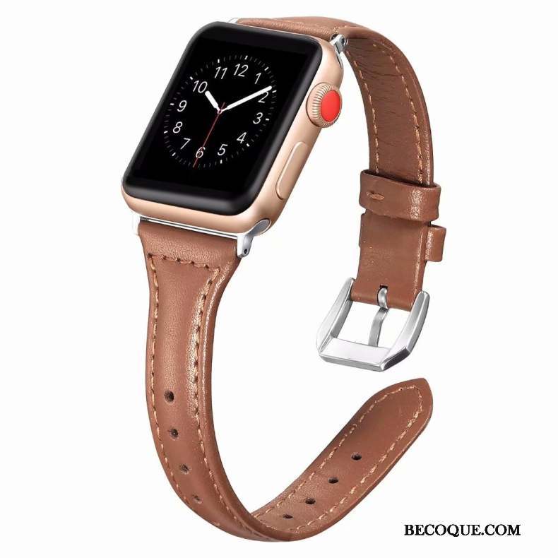 Apple Watch Series 2 Coque Rose Côté Fin Cuir Véritable