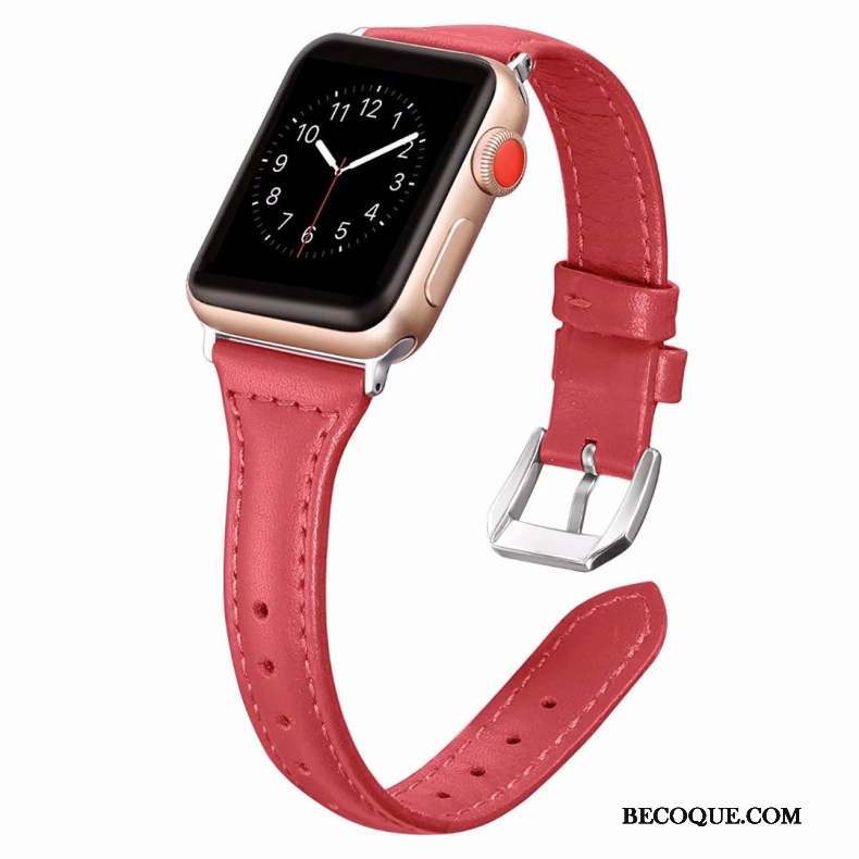 Apple Watch Series 2 Coque Rose Côté Fin Cuir Véritable