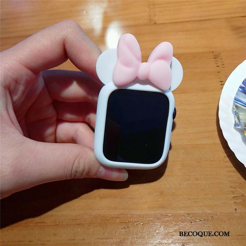 Apple Watch Series 3 Dessin Animé Petit Coque En Silicone Mignonne Blanc Papillon