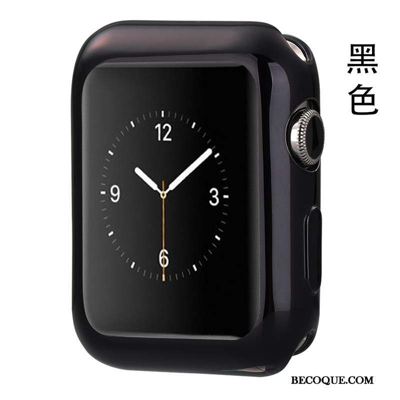 Apple Watch Series 3 Placage Tout Compris Silicone Coque Fluide Doux Noir