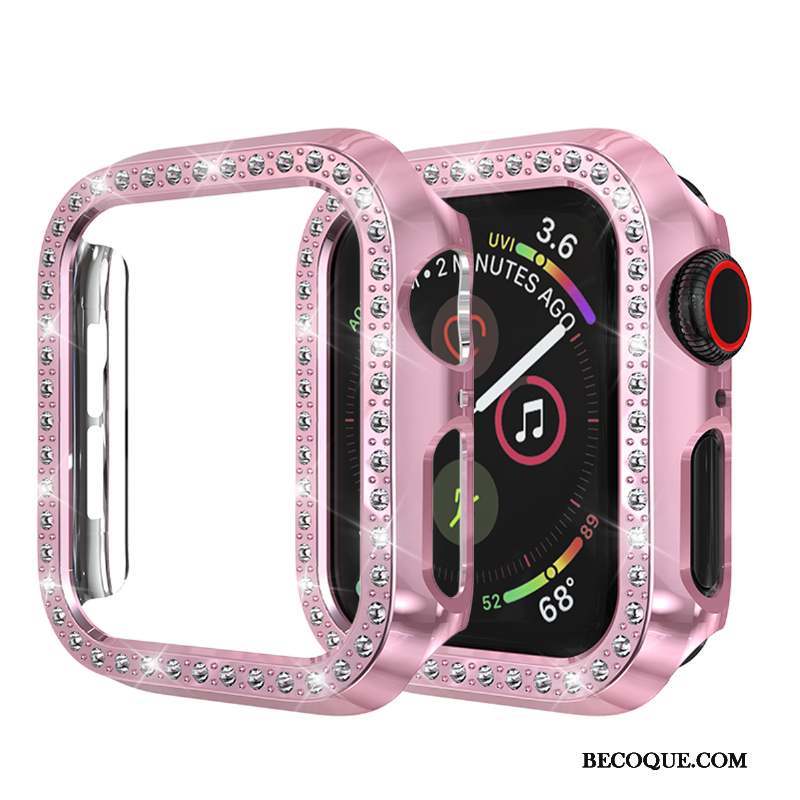 Apple Watch Series 3 Étui Incassable Incruster Strass Coque Or Protection