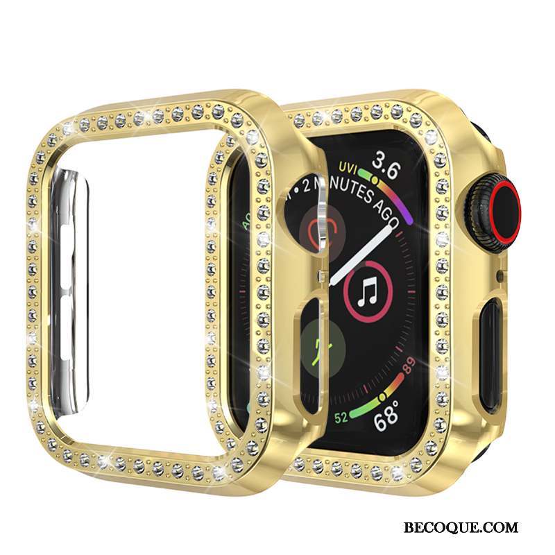 Apple Watch Series 3 Étui Incassable Incruster Strass Coque Or Protection