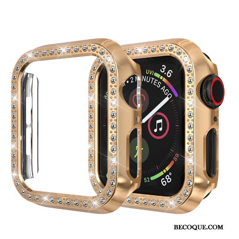 Apple Watch Series 3 Étui Incassable Incruster Strass Coque Or Protection