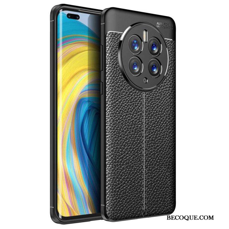 Coque Huawei Mate 50 Pro Effet Cuir Litchi Double Line