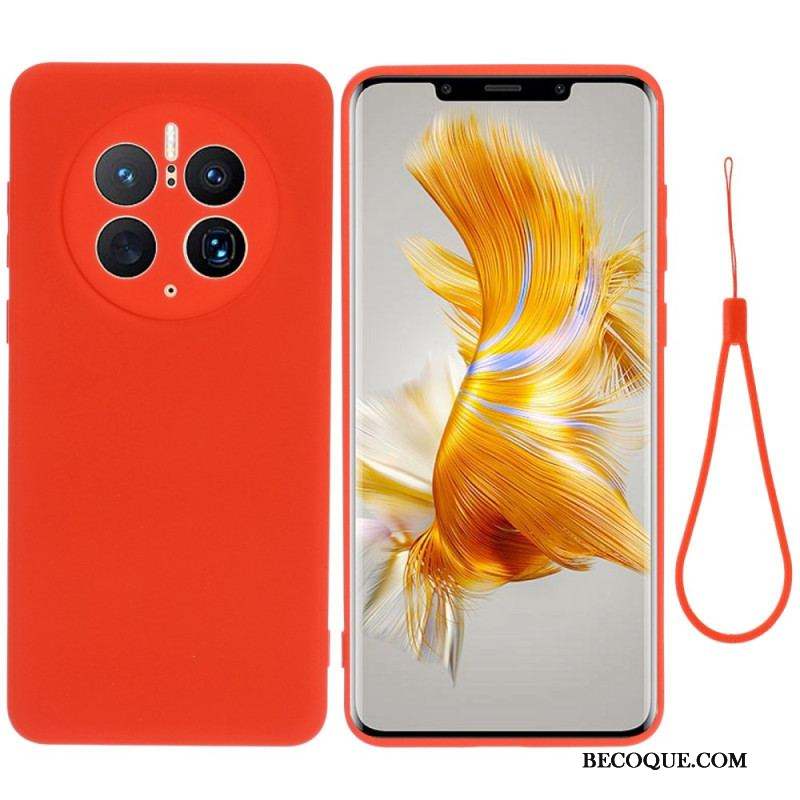 Coque Huawei Mate 50 Pro Silicone Liquide avec Lanière