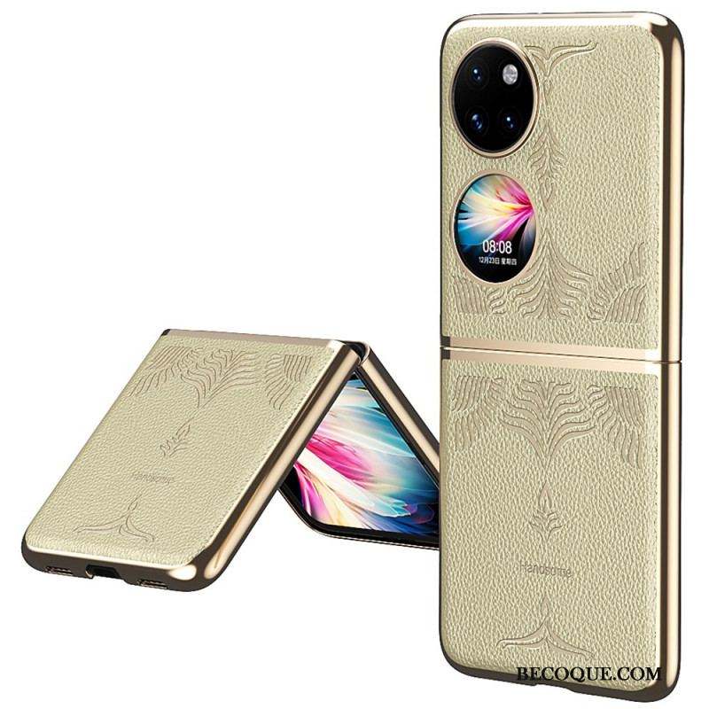 Coque Huawei P50 Pocket Simili Cuir Florale Rétro