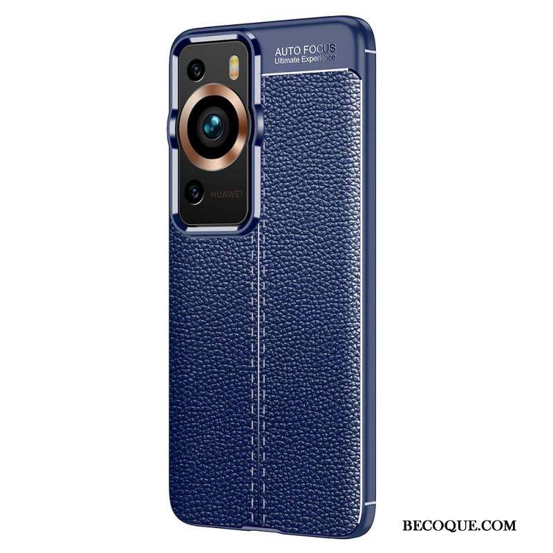 Coque Huawei P60 Pro Effet Cuir Litchi Double Line