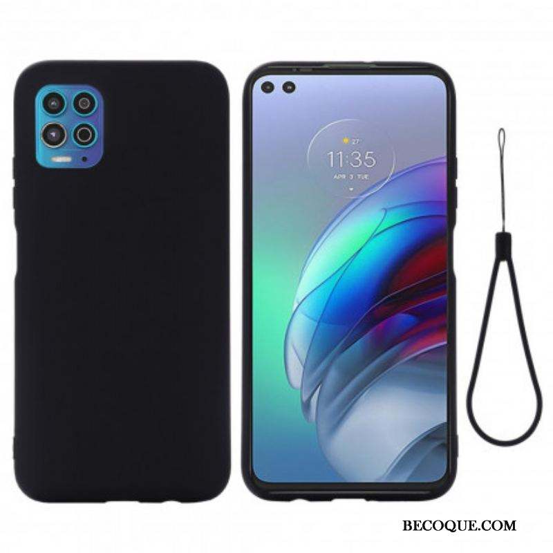 Coque Moto G100 Silicone Liquide avec Lanière