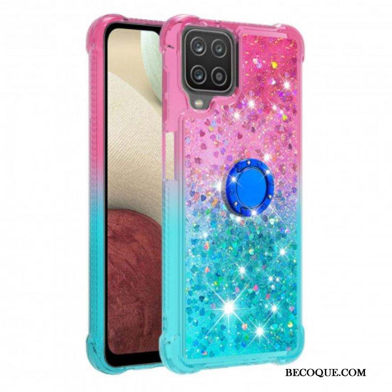 Coque Samsung Galaxy A12 / M12 Paillettes Anneau-Support