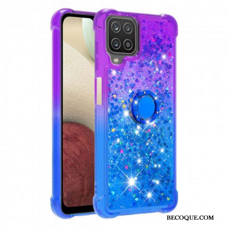 Coque Samsung Galaxy A12 / M12 Paillettes Anneau-Support