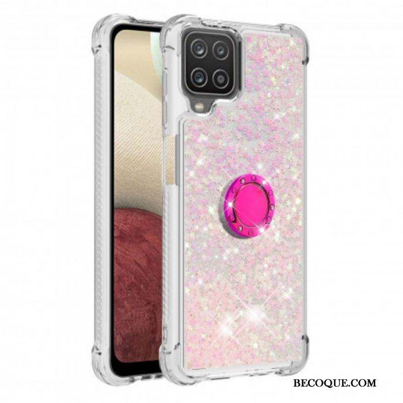 Coque Samsung Galaxy A12 / M12 Paillettes avec Anneau-Support