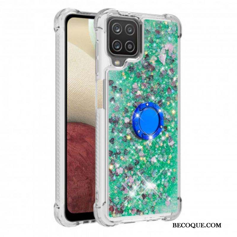 Coque Samsung Galaxy A12 / M12 Paillettes avec Anneau-Support