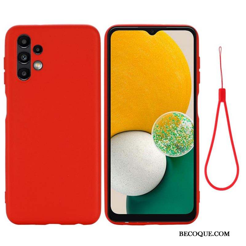 Coque Samsung Galaxy A13 Silicone Liquide avec Lanière