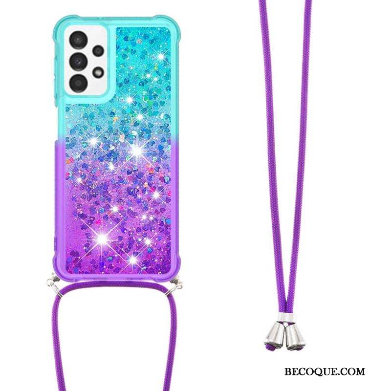 Coque Samsung Galaxy A13 à Cordon Silicone Paillettes