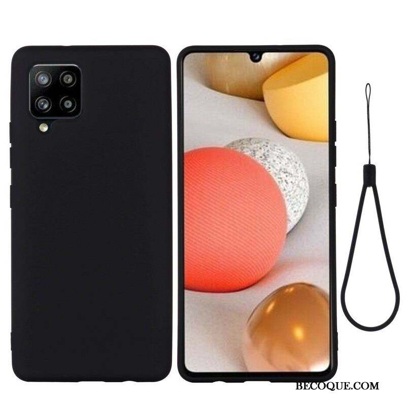 Coque Samsung Galaxy A42 Silicone Liquide avec Lanière